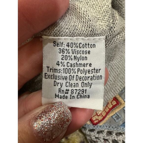 JOHNNY WAS Love SZ Small Aztec Western BOHO Cottage-core Boxy Tunic Top w/Fringe - Picture 10 of 15